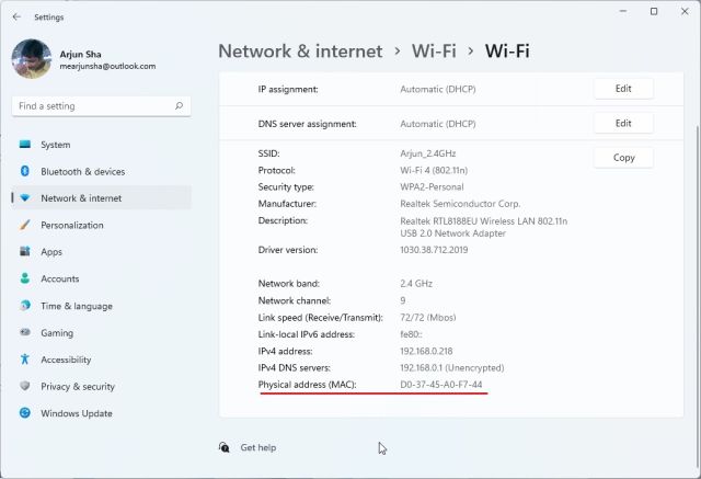 Find Your MAC Address in Windows 11 (2022)