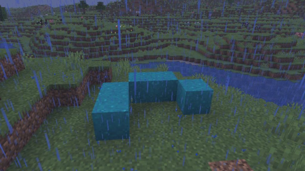 Concrete Powder Block Doesn't Harden in Rain Minecraft