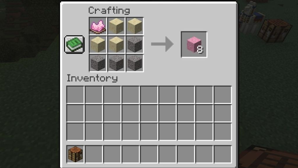 Minecraft Concrete powder crafting recipe