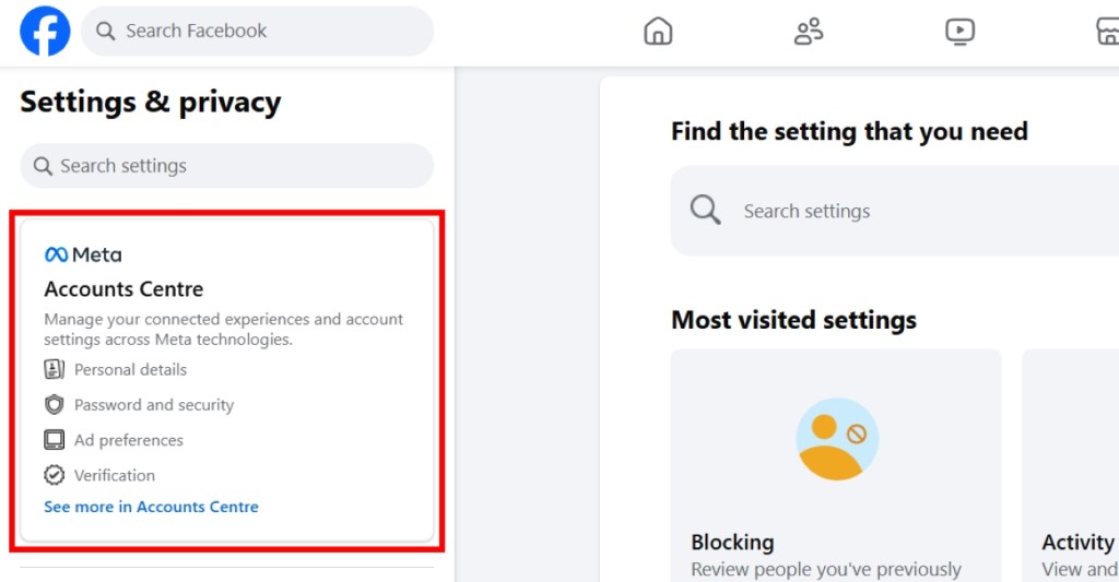 Select the Meta Center option from left sidebar
