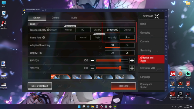 bluestacks apex graphics settings