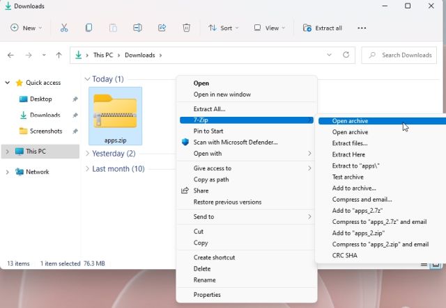 2. Unzip Files in Windows 11 Using 7-Zip