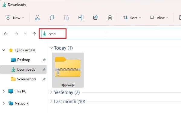 unzip file cmd