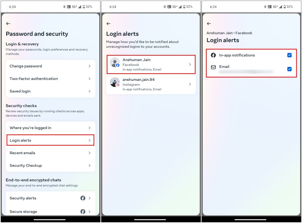 Enable Login Alerts Facebook