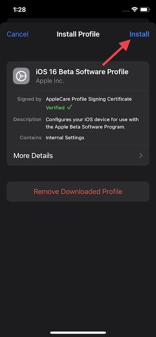 Install iOS 16 beta