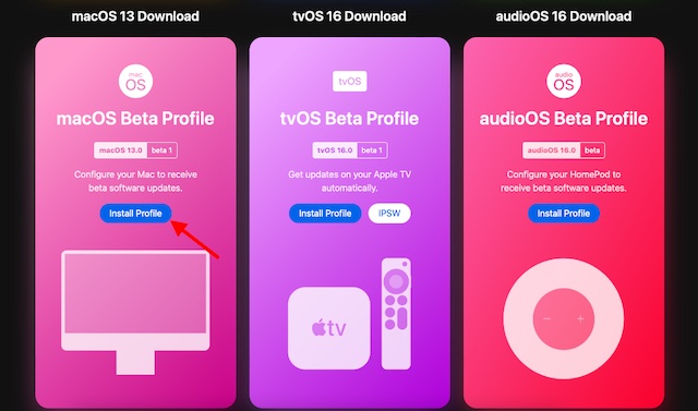 Install macOS 13 profile