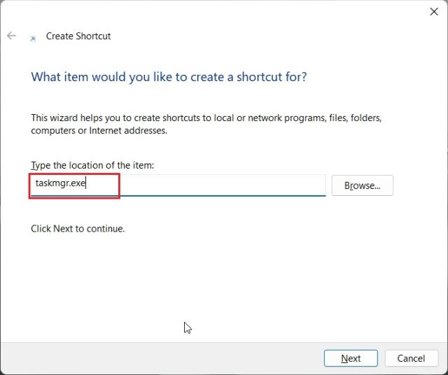Create a Task Manager Shortcut on Windows 11 Desktop