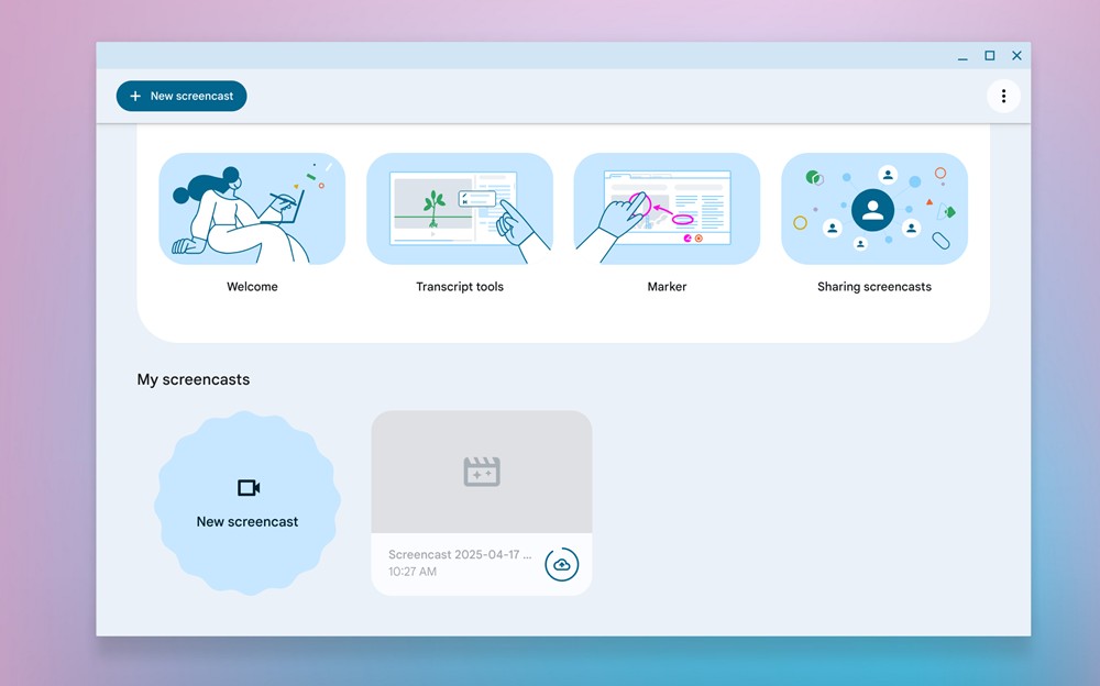 Screencast saved recording or presentation