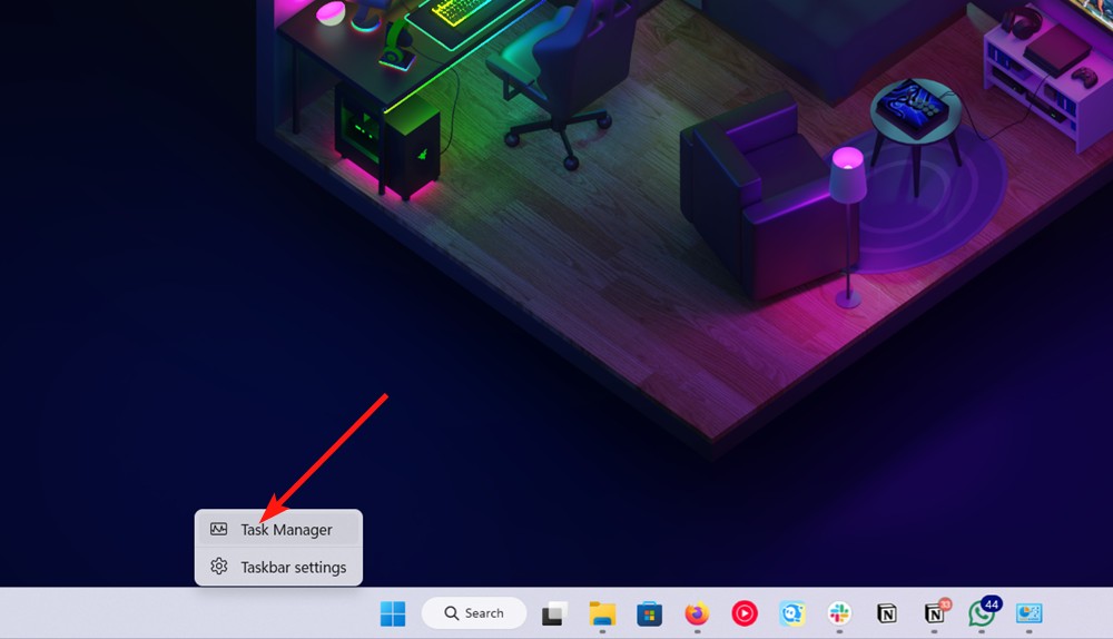 Task Manager Taskbar settings
