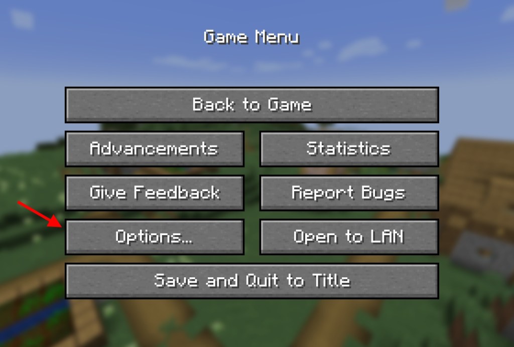 game menu minecraft