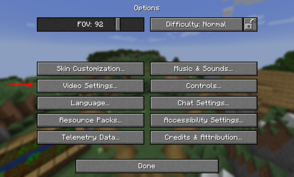minecraft video settings