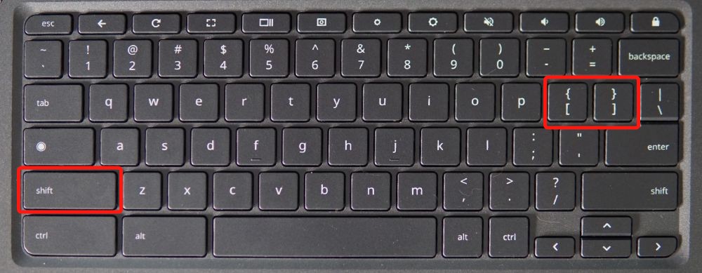 ChromeOS Shift plus } keyboard shortcut to start snapping