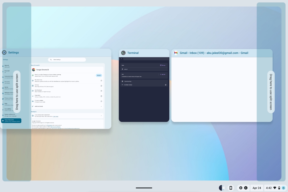 ChromeOS overview in tablet mode