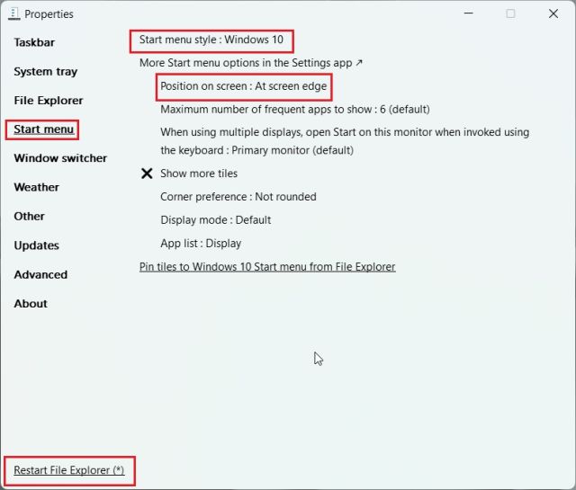 change start menu style to windows 10