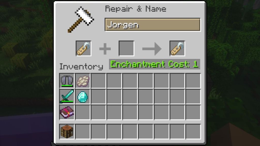 Renaming Nametag Using Anvil