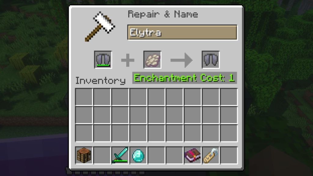 Repairing Elytra using Anvil in Minecraft