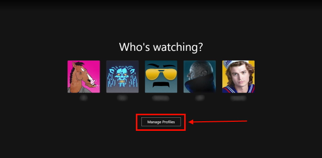 An image of Netflix's profile selection page in web browser.