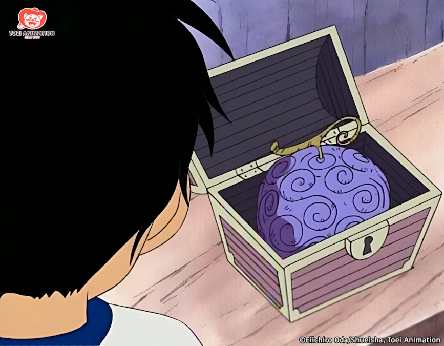 Luffy's Gomu Gomu no Mi Devil Fruit in the chest