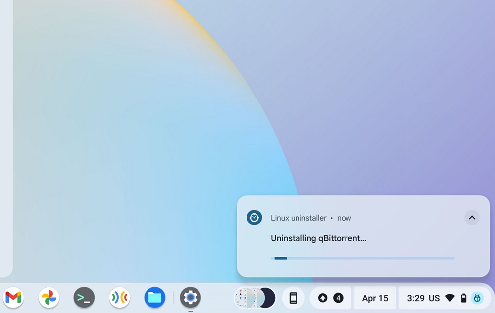 Uninstall progress for Linux apps on ChromeOS