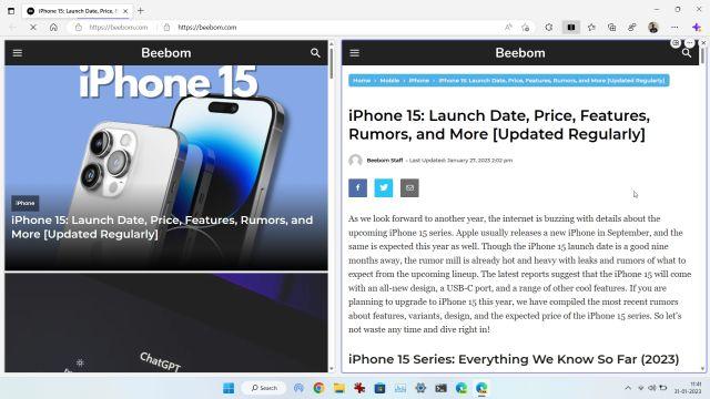 Separate Window Edge How to Enable and Use Split Screen in Microsoft Edge | Beebom