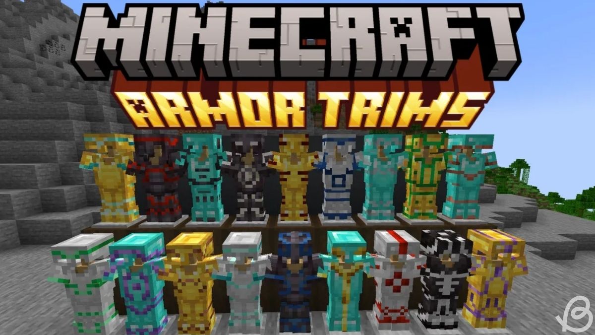 All armor trims on different pieces of armor in Minecraft