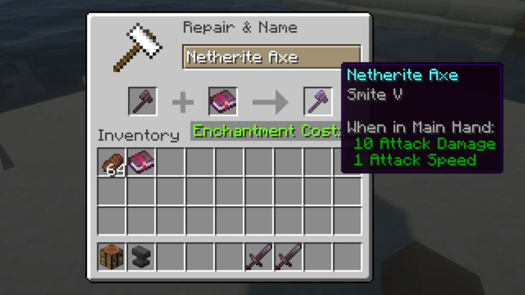 Axe with Smite in Minecraft