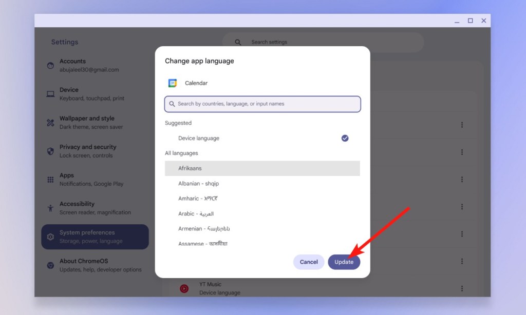 change app language dialog in chromeos