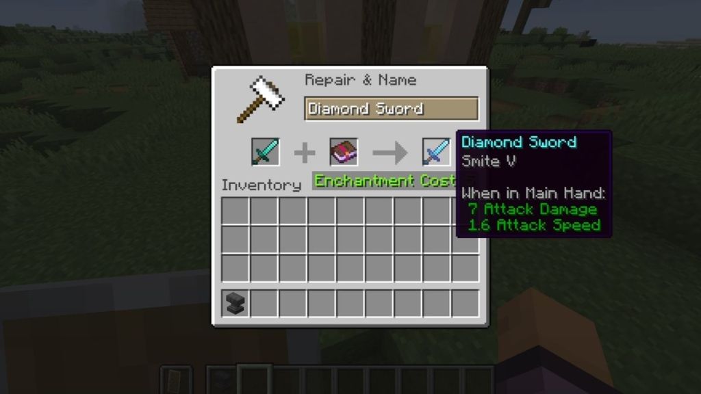 Smite enchantment through anvil