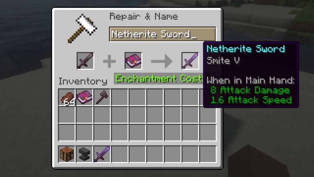 Smite on Sword in Minecraft