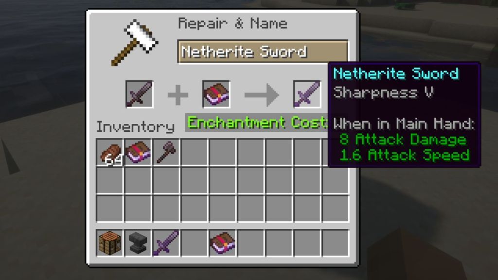 Sword with Sharpness in Minecraft