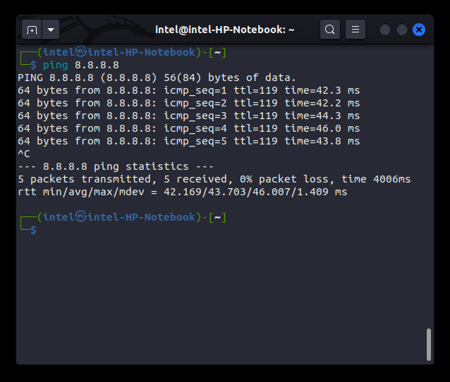 testing network connection using ping command