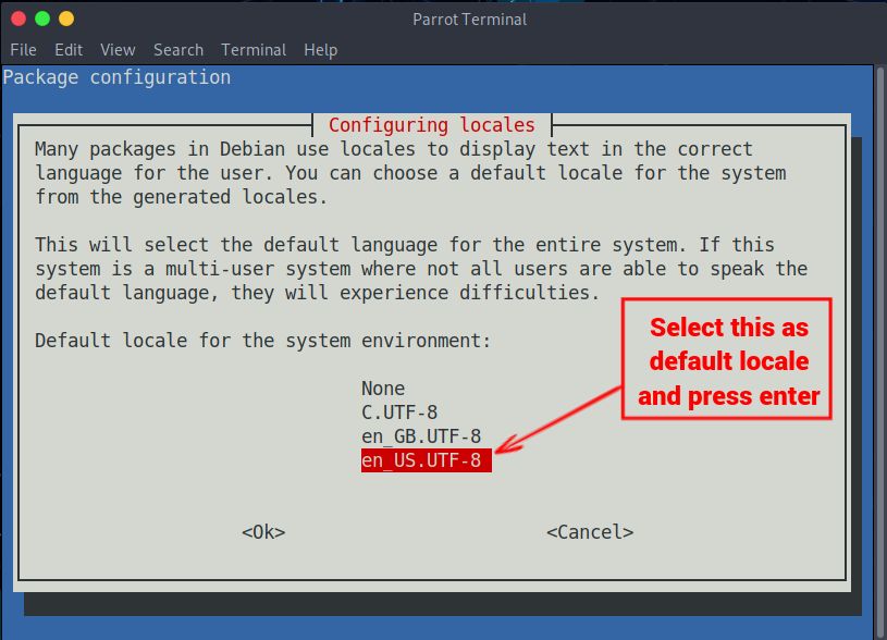 Select preferred default UTF-8 locale to enable
