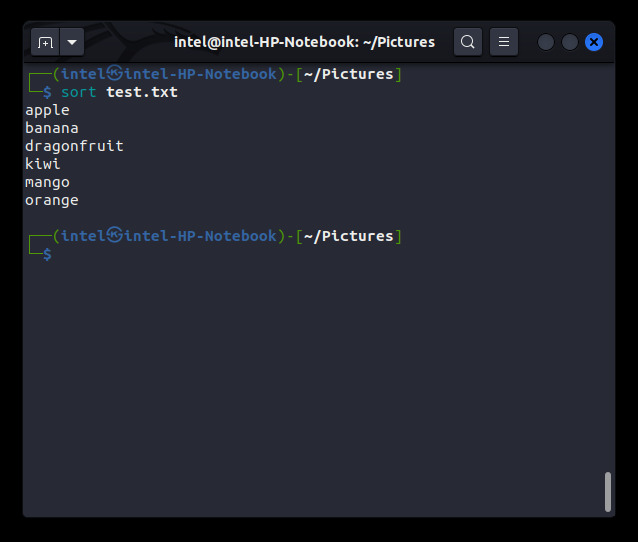 sort command output