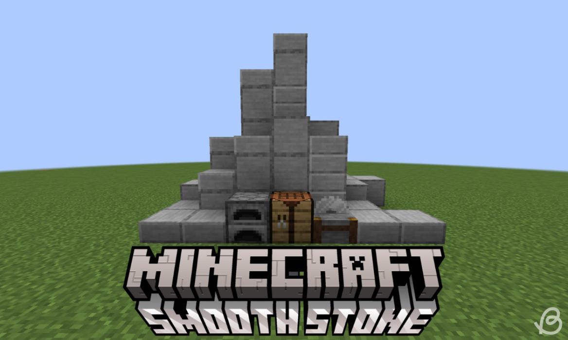 Pile of smooth stone blocks and their slab variants in Minecraft