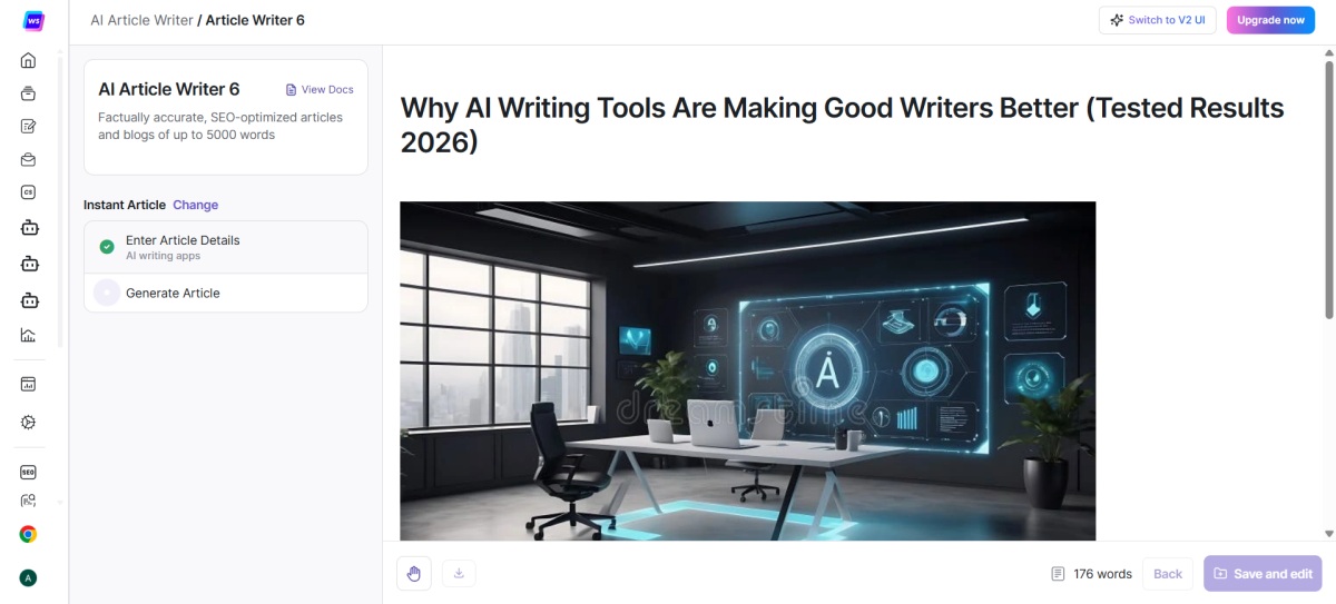 Writesonic AI writing app screenshot