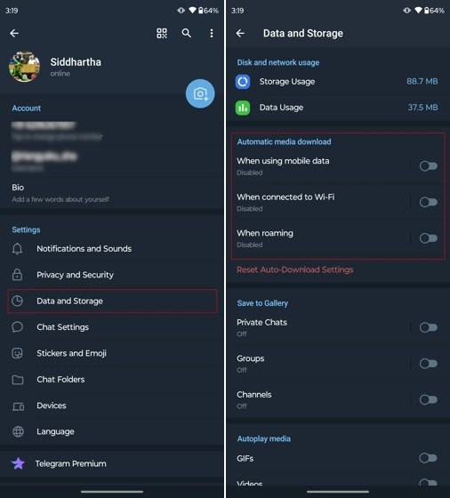 data settings telegram - Increase Download Speed Telegram