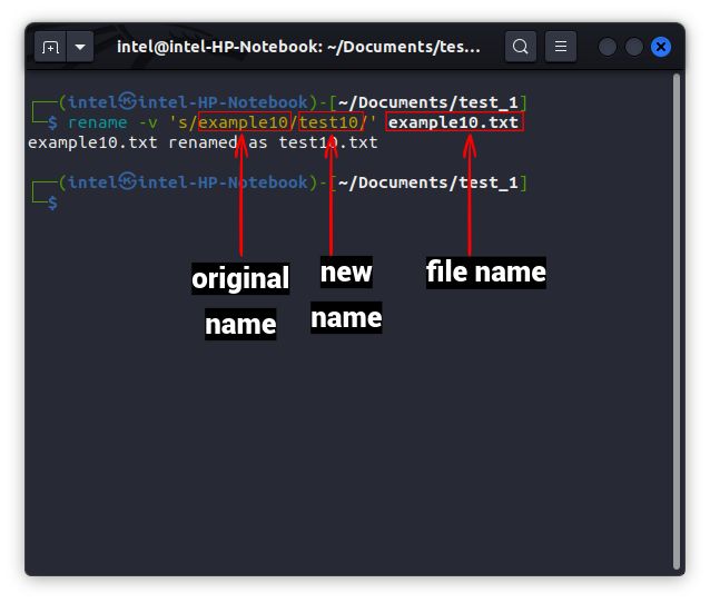 renaming a single file using the rename command