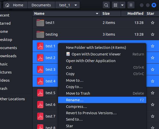 Rename opton in the right click menu