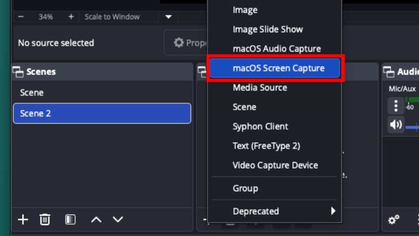 Select-the-macOS-screen-capture-in-OBS