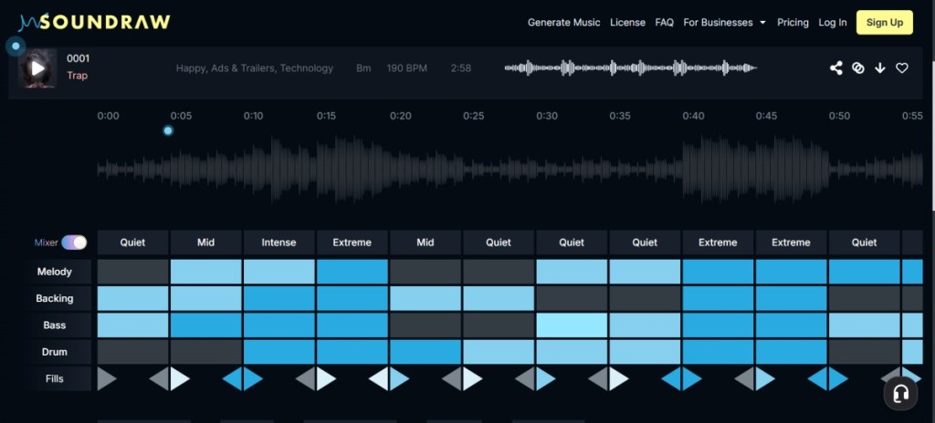 Soundraw AI music generator screenshot