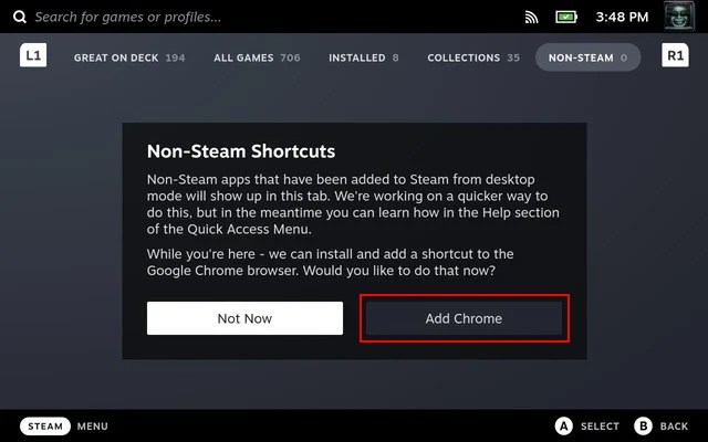 add chrome to steam deck