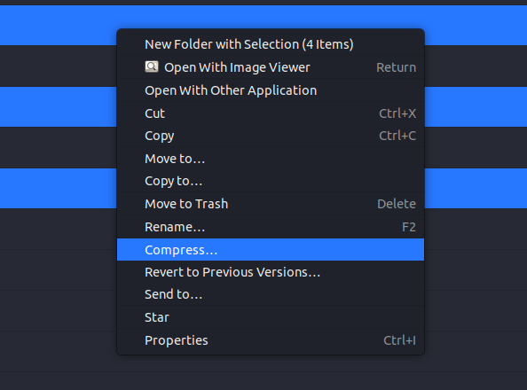 Compress option in the right click menu
