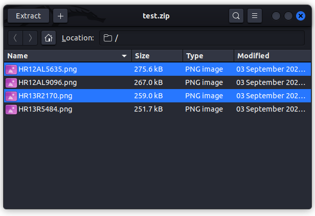 selecting files to unzip