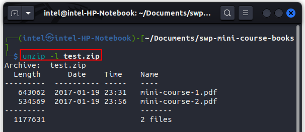 View contents of a zip file in Linux terminal