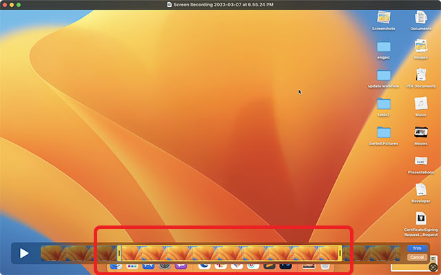 trimming a recorded video in mac