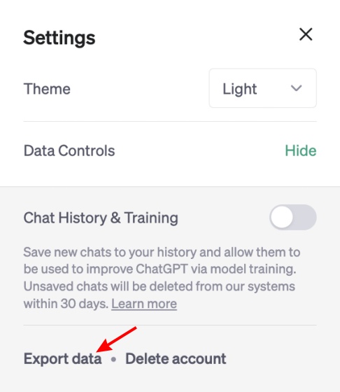 export data button