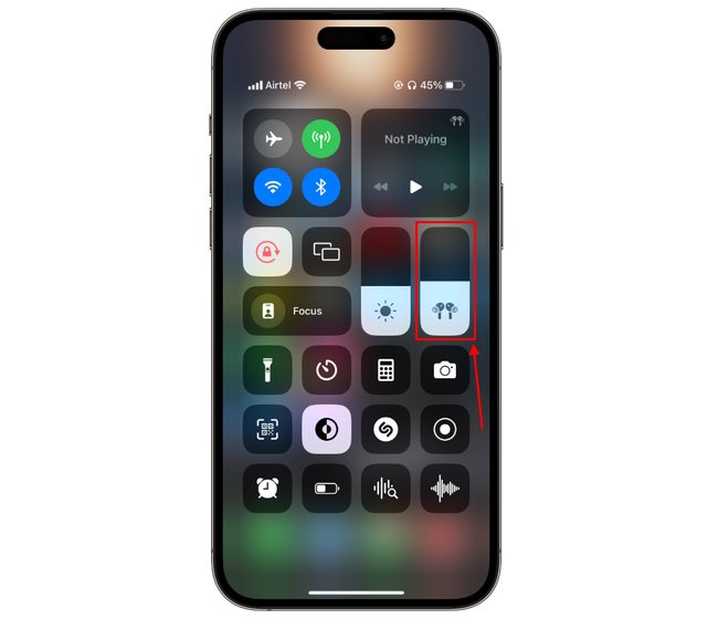 turn on noise cancelling on AirPods from control center