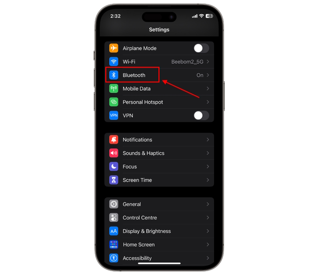 turn on noise cancelling on AirPods from settings