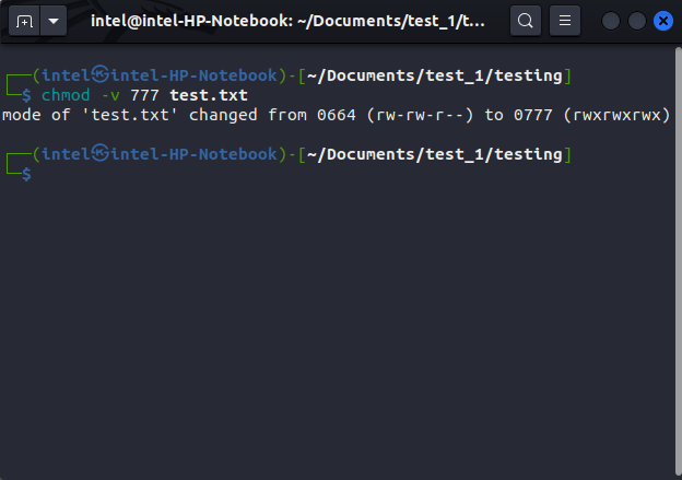 change file permissions with absolute mode