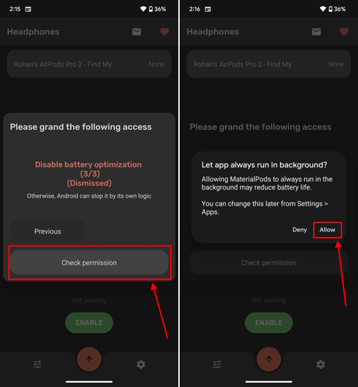 AirPods battery on Android